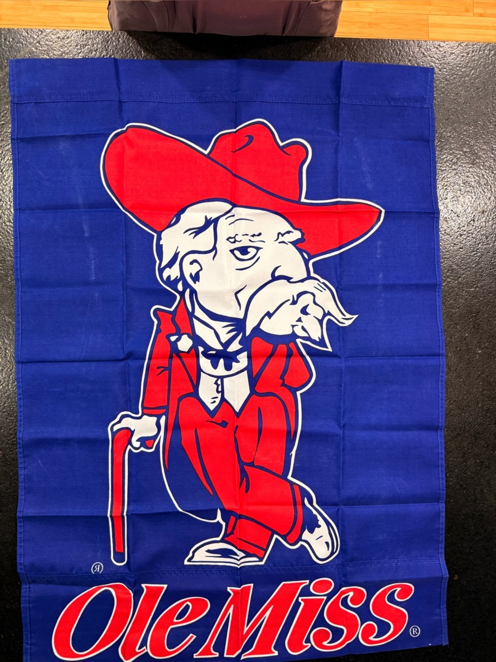 🏈 Ole Miss Rebels Vintage Banner Outdoor Flag Colonel Col Reb 43.5X27  red blue